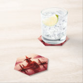 赤い魔女が壊れた桟橋に座る ペーパーコースター (インサイチュ)