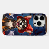 赤い魔女の帽子をかぶった元気な犬 Case-Mate iPhoneケース (裏面 (横))