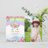 赤い魔法のユニコーンの写真招待状 招待状 (スタンド正面)