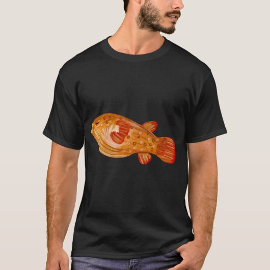 赤い魚の海洋生物の水彩イラスト Tシャツ (正面)
