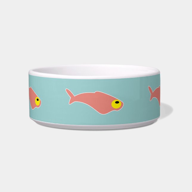 赤い魚の猫用食器 ボウル (正面)