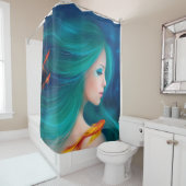 赤い魚を持つシャワー・カーテンのファンタジーの海の人魚 シャワーカーテン (インサイチュ)