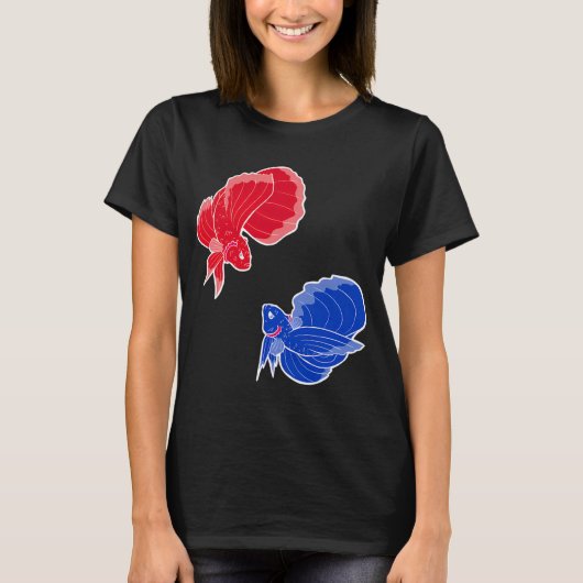 赤い魚、青い魚 Tシャツ (正面)