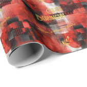 赤い鮮やかアーバンインスパイアギフトラップ ラッピングペーパー (ロールコーナー)