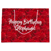 赤い鮮やかバラフローラ写真抽象芸術パターン ラージペーパーバッグ (正面)