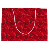 赤い鮮やかバラフローラ写真抽象芸術パターン ラージペーパーバッグ (裏面)