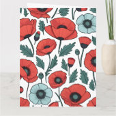赤い鮮やかポピーの花イラストレーション模様 カード (裏面)