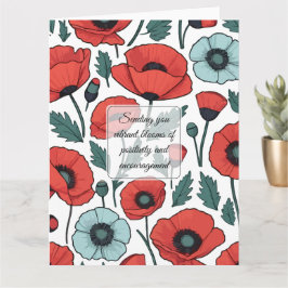 赤い鮮やかポピーの花イラストレーション模様 カード