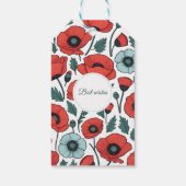 赤い鮮やかポピーの花イラストレーション模様 ギフトタグ (裏面)