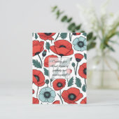 赤い鮮やかポピーの花イラストレーション模様 シーズンポストカード (スタンド正面)