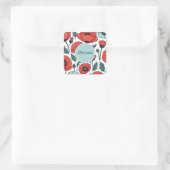 赤い鮮やかポピーの花イラストレーション模様 スクエアシール (バッグ)