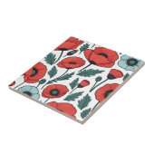 赤い鮮やかポピーの花イラストレーション模様 タイル (側面)