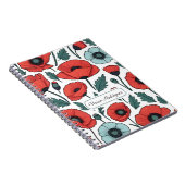 赤い鮮やかポピーの花イラストレーション模様 ノートブック (右側)