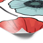 赤い鮮やかポピーの花イラストレーション模様 フォトプリント            (角)