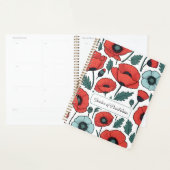 赤い鮮やかポピーの花イラストレーション模様 プランナー手帳 (ディスプレー)