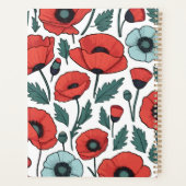 赤い鮮やかポピーの花イラストレーション模様 プランナー手帳 (裏面)