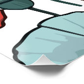 赤い鮮やかポピーの花イラストレーション模様 ポスター (コーナー)