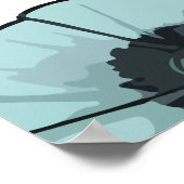 赤い鮮やかポピーの花イラストレーション模様 ポスター (角)