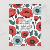 赤い鮮やかポピーの花イラストレーション模様 ポストカード (正面)
