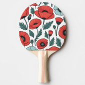 赤い鮮やかポピーの花イラストレーション模様 卓球ラケット (正面)