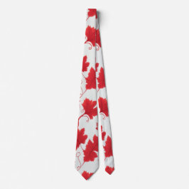 赤い鮮やかメープルの葉のパターン ネクタイ