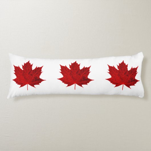 赤い鮮やかメープルリーフ ボディピロー (正面)