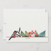 赤い鳥および果実の休日カード サンキューカード (裏面)