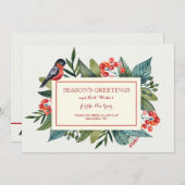 赤い鳥および果実の休日カード サンキューカード (正面/裏面)