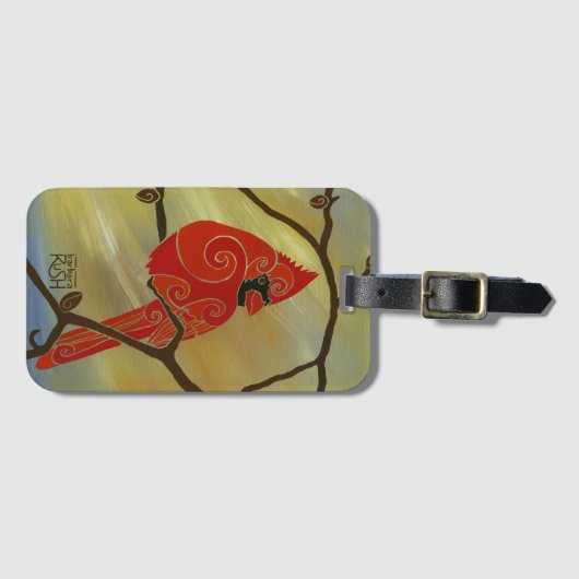 赤い鳥が付いている基本的な荷物のラベル ラゲッジタグ (正面横)