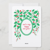 赤い鳥とホリーの実のフラットホリデーカード シーズンカード (裏面)