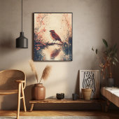 赤い鳥と水の自然動物の野生動物の審美者 ポスター