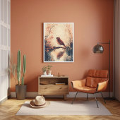 赤い鳥と水の自然動物の野生動物の審美者 ポスター