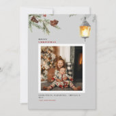 赤い鳥の冬の葉の写真クリスマスカード シーズンカード (正面)