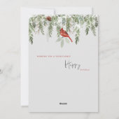 赤い鳥の冬の葉の写真クリスマスカード シーズンカード (裏面)