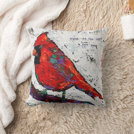 赤い鳥の枕 クッション (ブランケット)