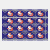 赤い鳥の青と赤パーソナライズされたと銀 ラッピングペーパーシート (正面)