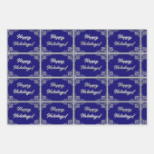 赤い鳥の青と赤パーソナライズされたと銀 ラッピングペーパーシート (正面3)