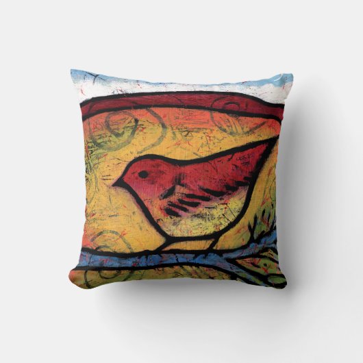 赤い鳥は砂漠呼出しを聞きました クッション (正面)