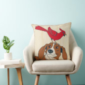 赤い鳥を鼻に付けた犬の枕 – かわいい動物のThr クッション (椅子)