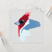 赤い鳥冠の(鳥)ショウジョウコウカンチョウ鳥 カード (正面/裏面インサイチュ)