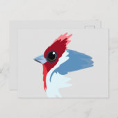 赤い鳥冠の（鳥）ショウジョウコウカンチョウ鳥 ポストカード (正面/裏面)