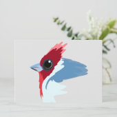 赤い鳥冠の（鳥）ショウジョウコウカンチョウ鳥 招待状 (スタンド正面)
