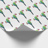 赤い鳥色の鳥の漫画イラストレーション ラッピングペーパー (角)