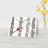 赤い鳥 カード (黄色い花)