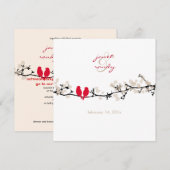 赤い鳥、愛の鳥 / 色彩豊かな花 招待状 (正面/裏面)