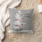 赤い鳥、白いクリスマス クッション (ブランケット)