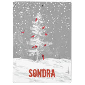 赤い鳥、白いクリスマス クリップボード (裏面)