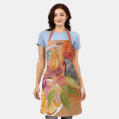 赤い鶏の国のシーン水の色の手絵を描 エプロン (着用した状態)