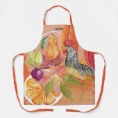 赤い鶏の国のシーン水の色の手絵を描 エプロン (正面)