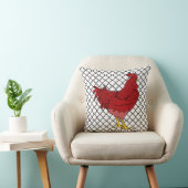 赤い鶏の枕 クッション (椅子)
